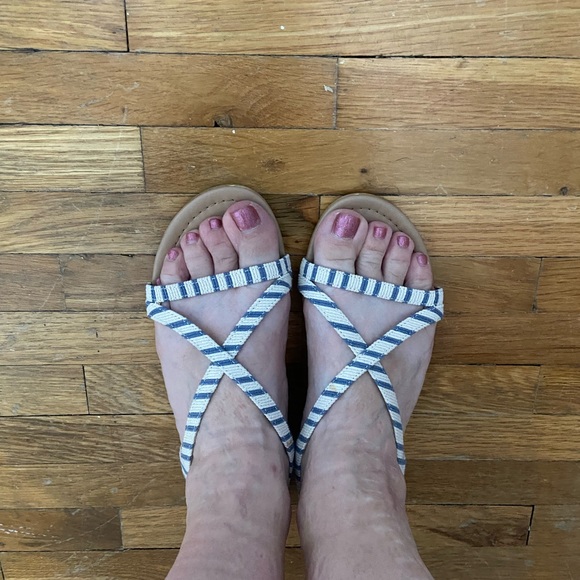 Blue & White striped sandals - Picture 7 of 7